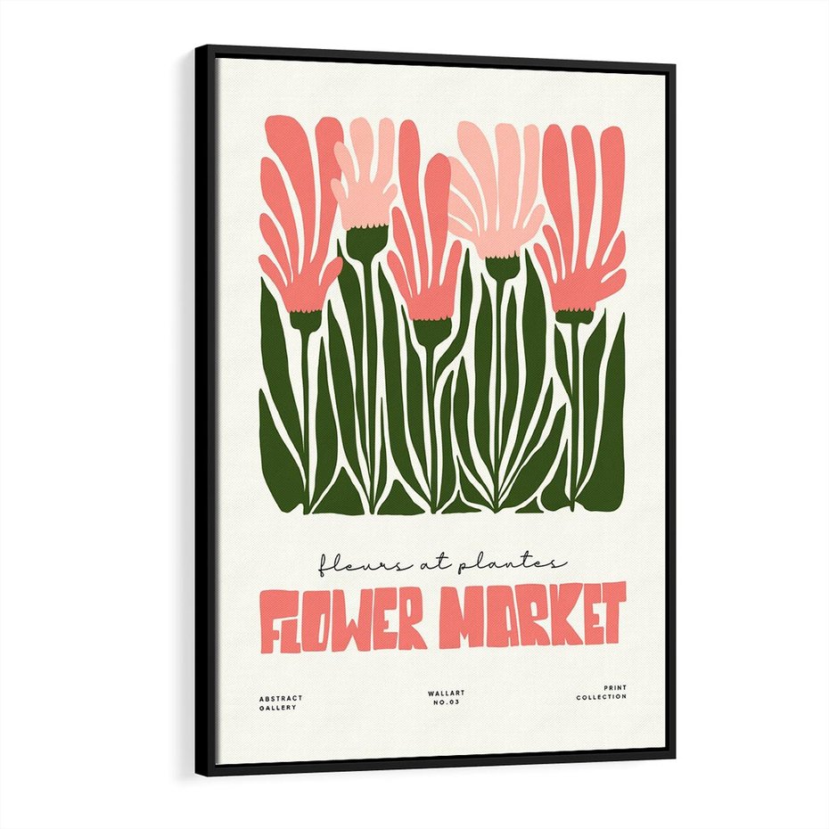 Obraz w ramie 50x70 - Symfonia Kolorowych Kształtów - nowoczesna grafika, kwiatowa kompozycja - rama czarna