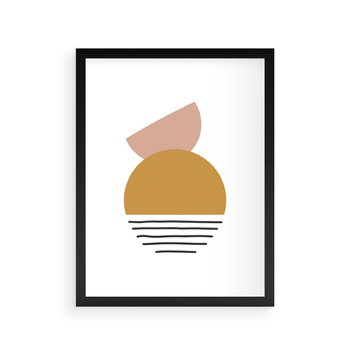 Plakat w ramie 40x50 - Kolory Przyszłości - kompozycja kół i kresek, ciepłe kolory - rama czarna