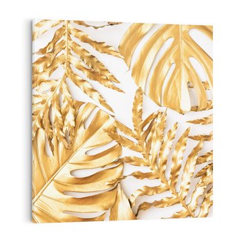 Obraz na płótnie 40x40 - Monstera Złote Liście - monstera, złote