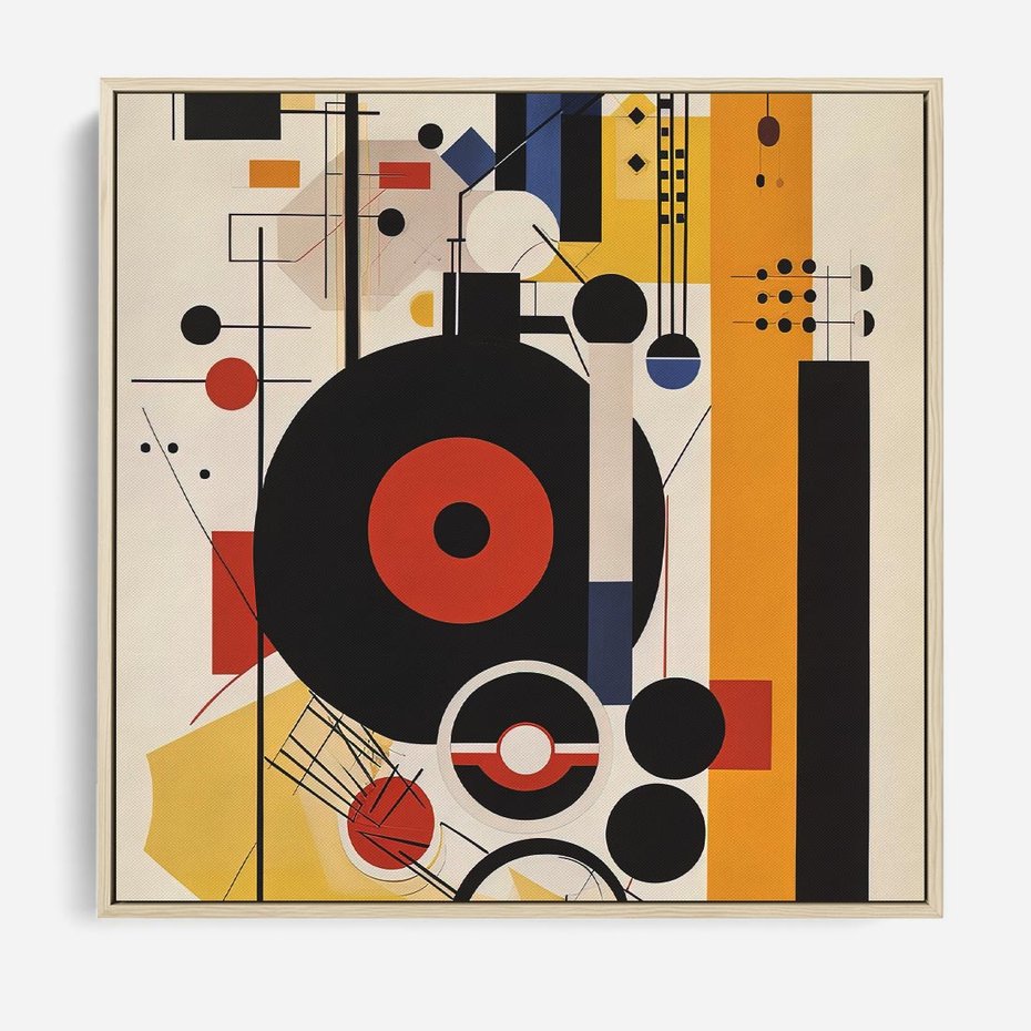 Obraz w ramie 50x50 - Wnętrza Refleksyjnego Światła - modernistyczny obraz, styl bauhaus - rama drewno