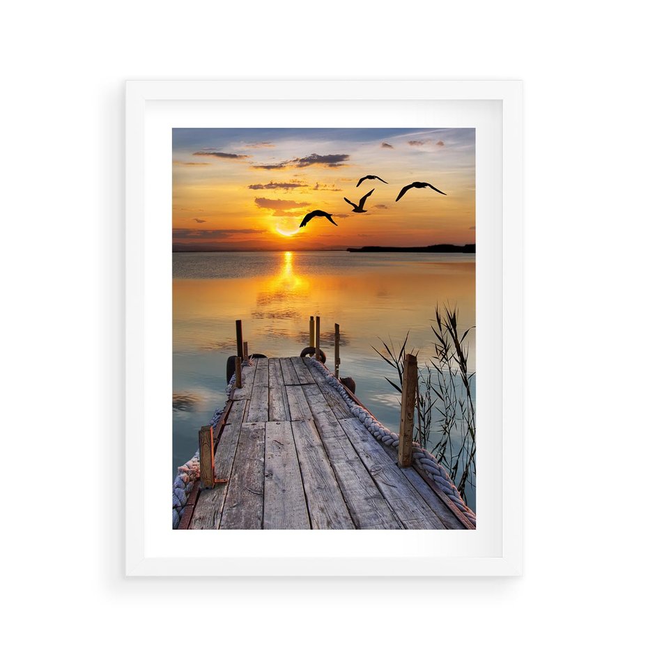 Plakat w ramie 40x50 - Magia zachodu słońca - zachód, słońca - rama biała