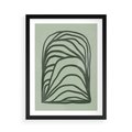 Plakat w ramie 50x70 - Zielonkawy Uścisk Natury - abstrakcyjny zielony motyw, skandynawski design - rama czarna