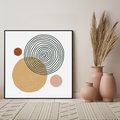 Obraz w ramie 50x50 - Wewnętrzne Formy - koła okręgi, abstrakcyjna nowoczesna sztuka - rama czarna