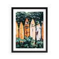 Plakat w ramie 40x50 - Surfowanie w Harmonii z Naturą - deski surfingowe, oparte o rośliny - rama czarna