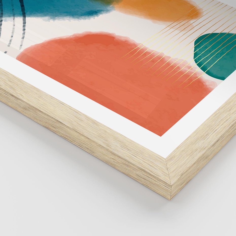 Plakat w ramie 40x50 - Migotliwe Pochwycenia - abstrakcyjne kolorowe plamy, akwarela - rama drewno