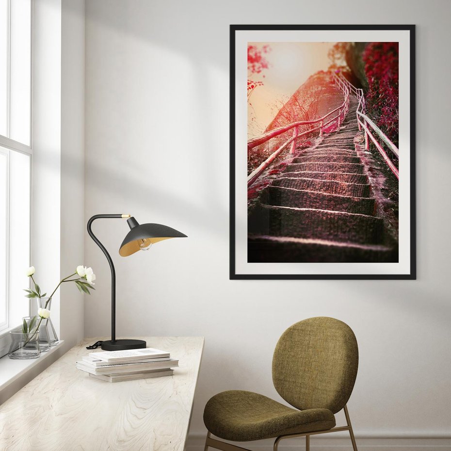 Plakat bez ramy 50x70 - Schody prowadzące do nieznanych ścieżek - schody, ścieżka