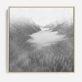 Obraz w ramie 50x50 - Szare Góry - zamglony krajobraz, las - rama drewno
