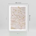 Plakat w ramie 50x70 - Beżowy Marmur i Złoto - marmur, beżowy marmur - rama biała