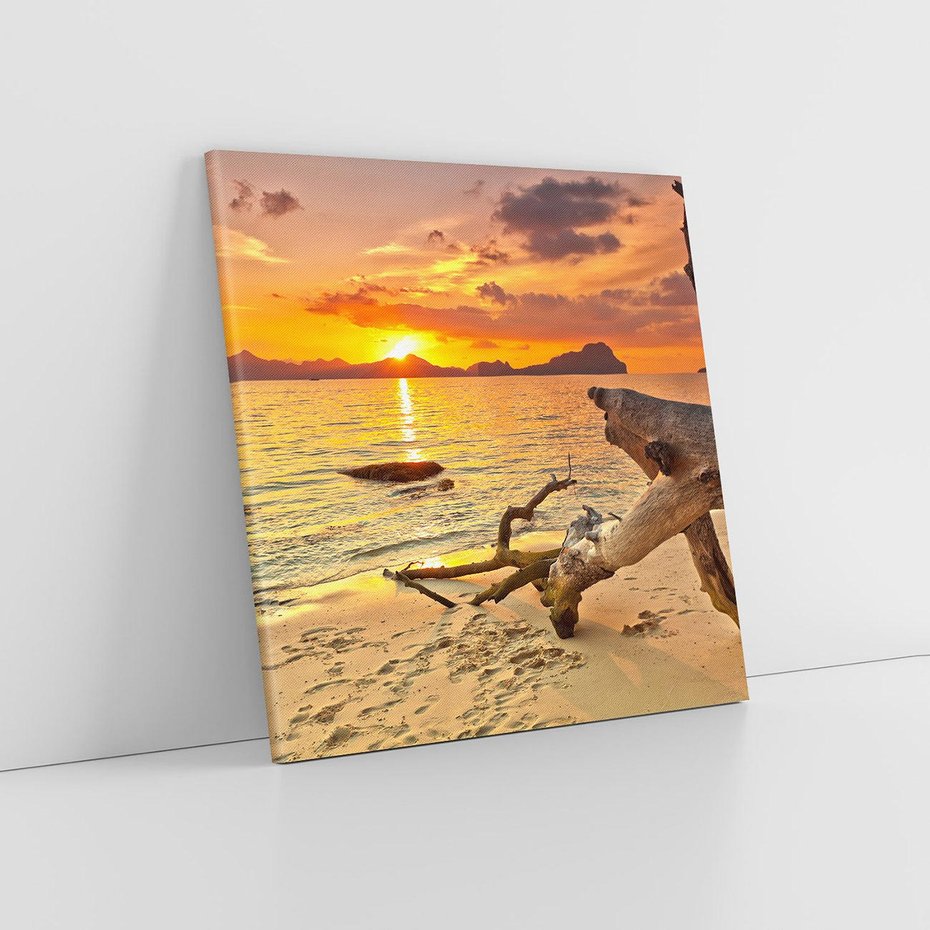 Obraz na płótnie 30x30 - Magia zachodu słońca nad morzem - plaża, morze