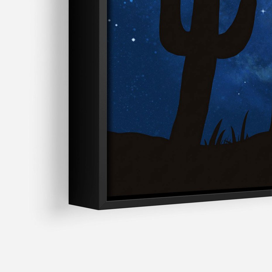Obraz w ramie 70x100 - Nocne Tajemnice Pustyni - gwieździsta noc, granatowe niebo - rama czarna
