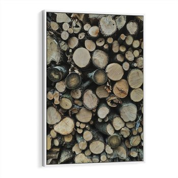 Obraz w ramie 50x70 - Bliskość Natury - drewno, las - rama biała