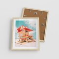 Plakat w ramie 40x50 - Rajski Widok - plaża miami, domek ratownika - rama drewno