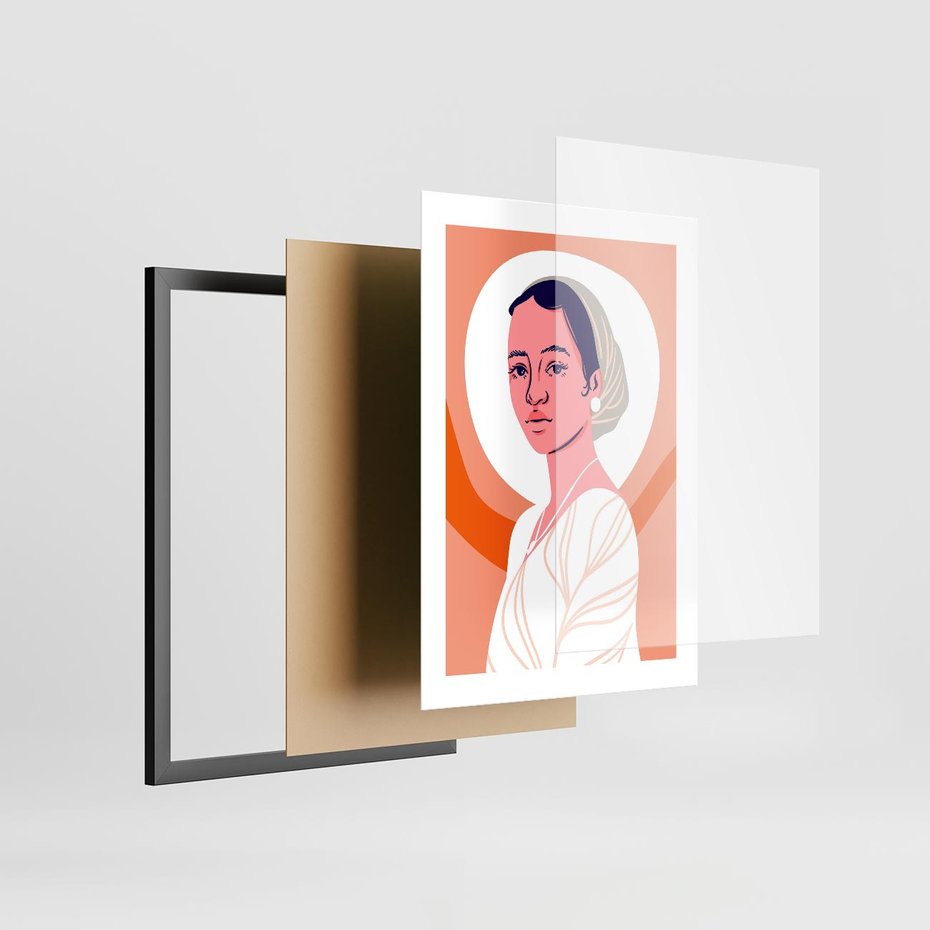 Plakat w ramie 30x40 - Kobieca Harmonia - nowoczesny plakat, styl retro - rama czarna