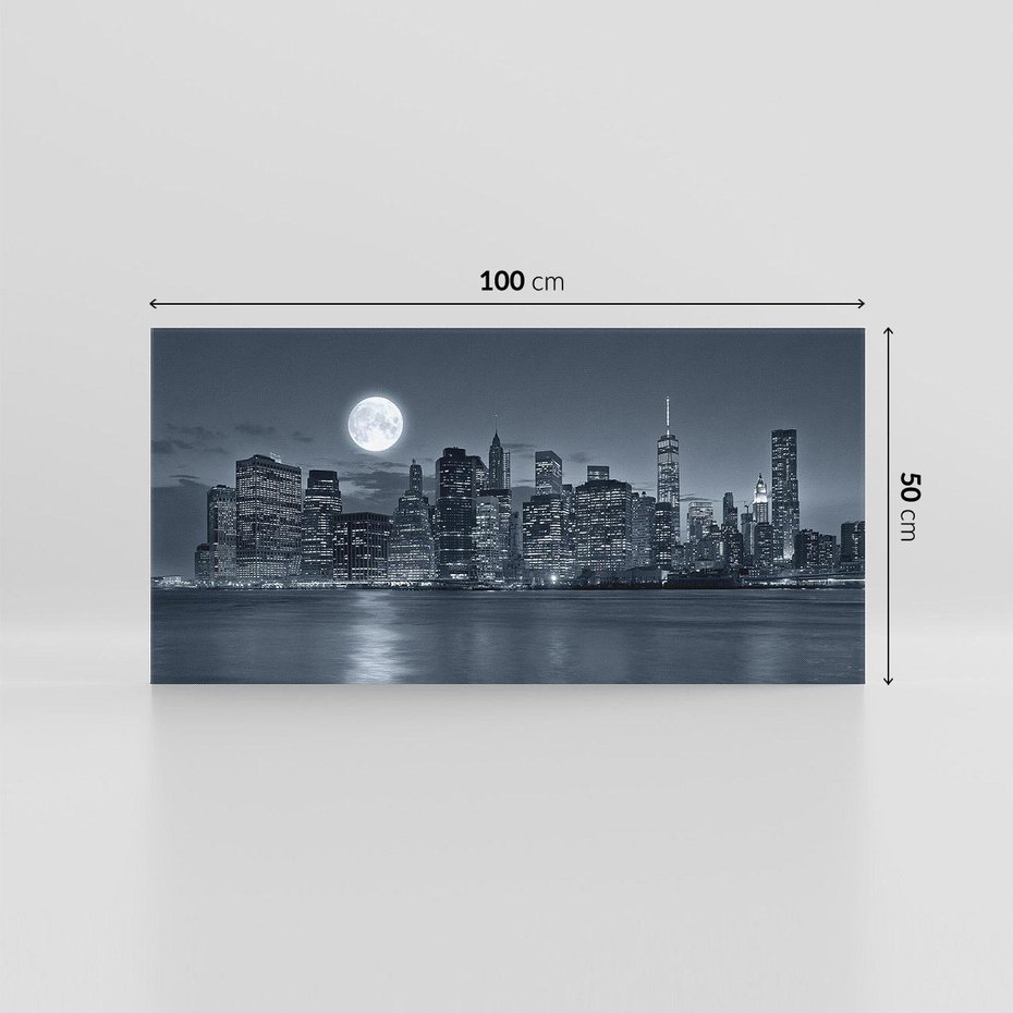 Obraz na płótnie 100x50 - Księżyc nad miastem nocą - księżyc, miasto