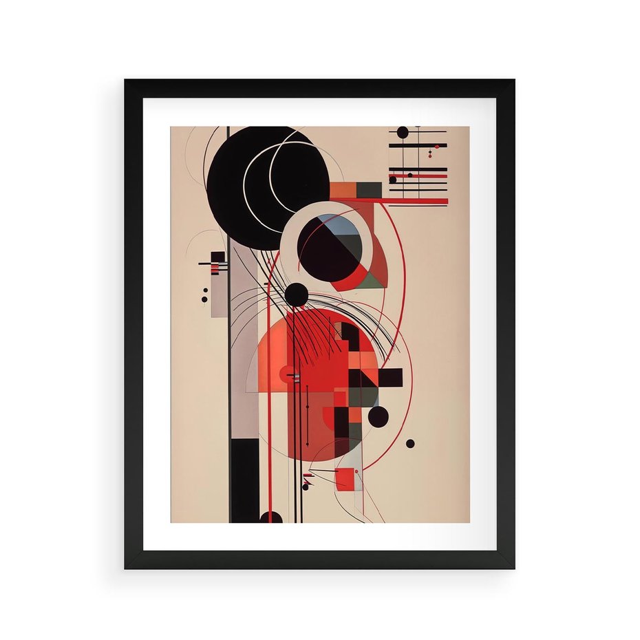 Plakat w ramie 40x50 - Rozbijające Granice Dźwięku - modernistyczny obraz, styl bauhaus - rama czarna