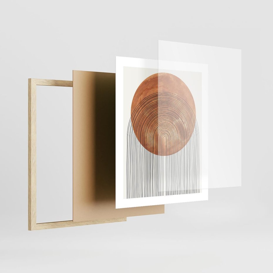 Plakat w ramie 40x50 - Złote Akcenty - nowoczesna sztuka, modern - rama drewno