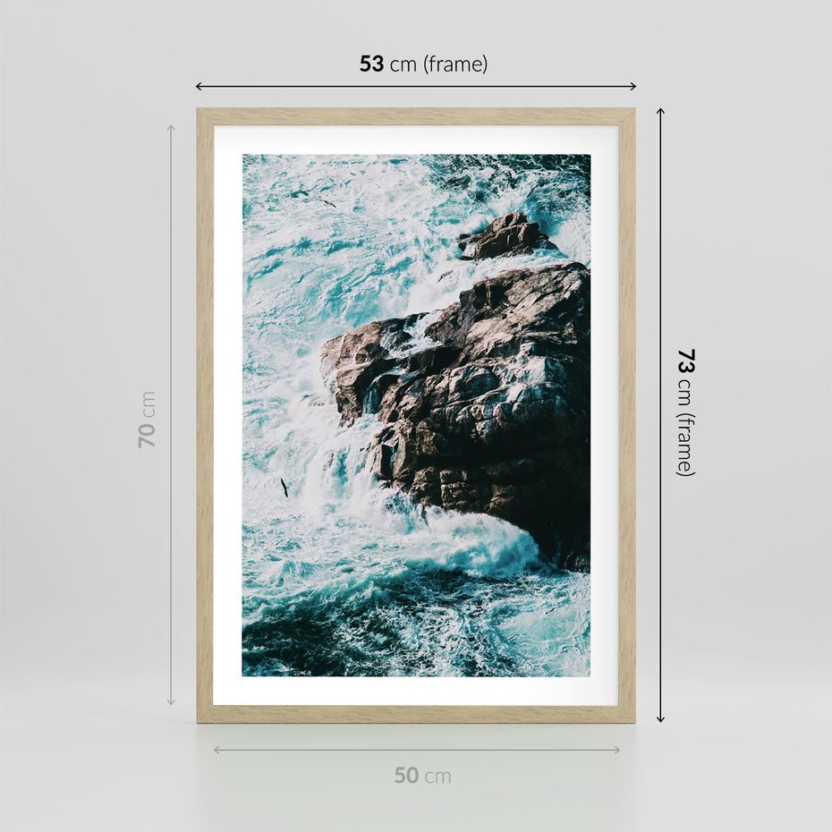 Plakat w ramie 50x70 - Siła Natury - morze, skały - rama drewno