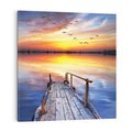 Obraz na płótnie 50x50 - Zachód słońca na pomostcie - pomost, zachód