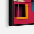 Obraz w ramie 70x50 - Przejście przez labirynt myśli - kolorowa abstrakcja, instalacja z prostokątów i lini - rama czarna