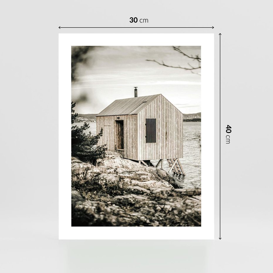 Plakat bez ramy 30x40 - Nostalgiczna Oaza - rustykalny domek, domek nad jeziorem