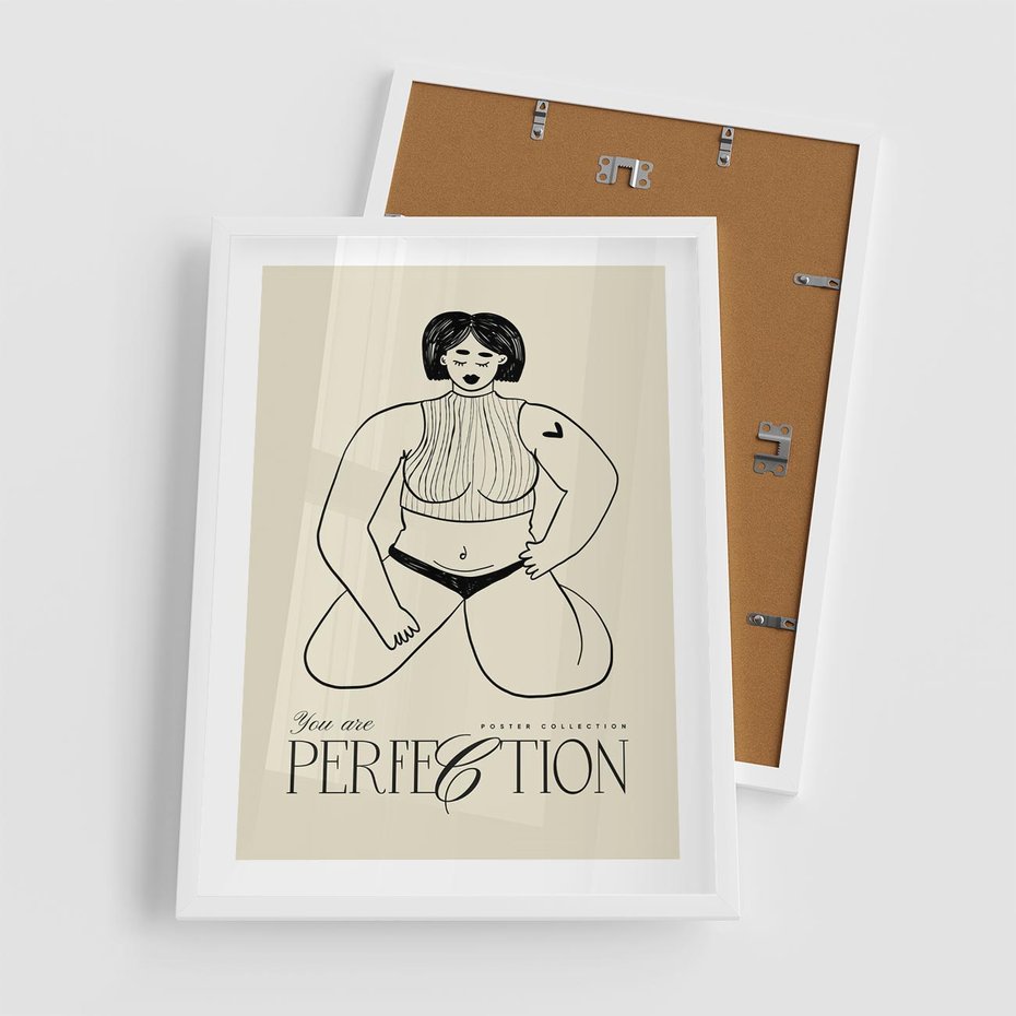 Plakat w ramie 50x70 - Refleksje Przejmujących Myśli - rysunek, plakat - rama biała