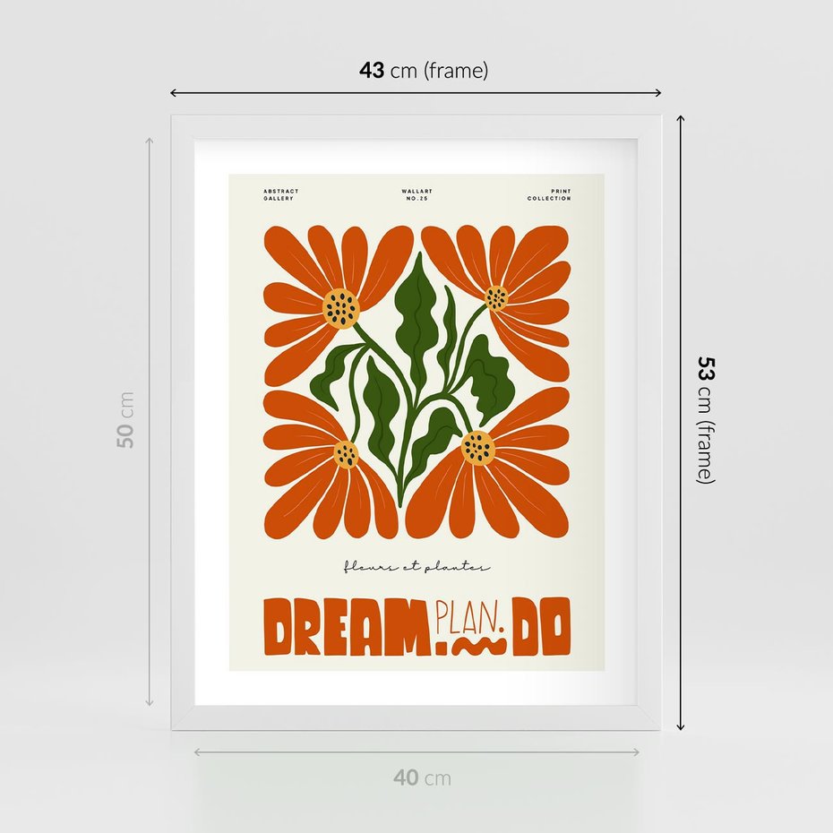 Plakat w ramie 40x50 - Księga Abstrakcji - sztuka nowoczesna, kolorowe kwiaty - rama biała