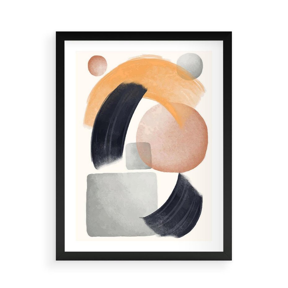 Plakat w ramie 50x70 - Graficzna Kreatywność - abstrakcyjna grafika, plamy - rama czarna