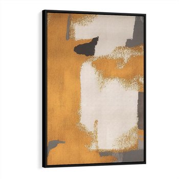Obraz w ramie 70x100 - Złote Maźnięcia Pędzla - złota abstrakcja, plamy - rama czarna