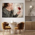 Obraz w ramie 120x80 - Esencja - kobieta wino obraz impresonizm olej na płótnie - rama biała