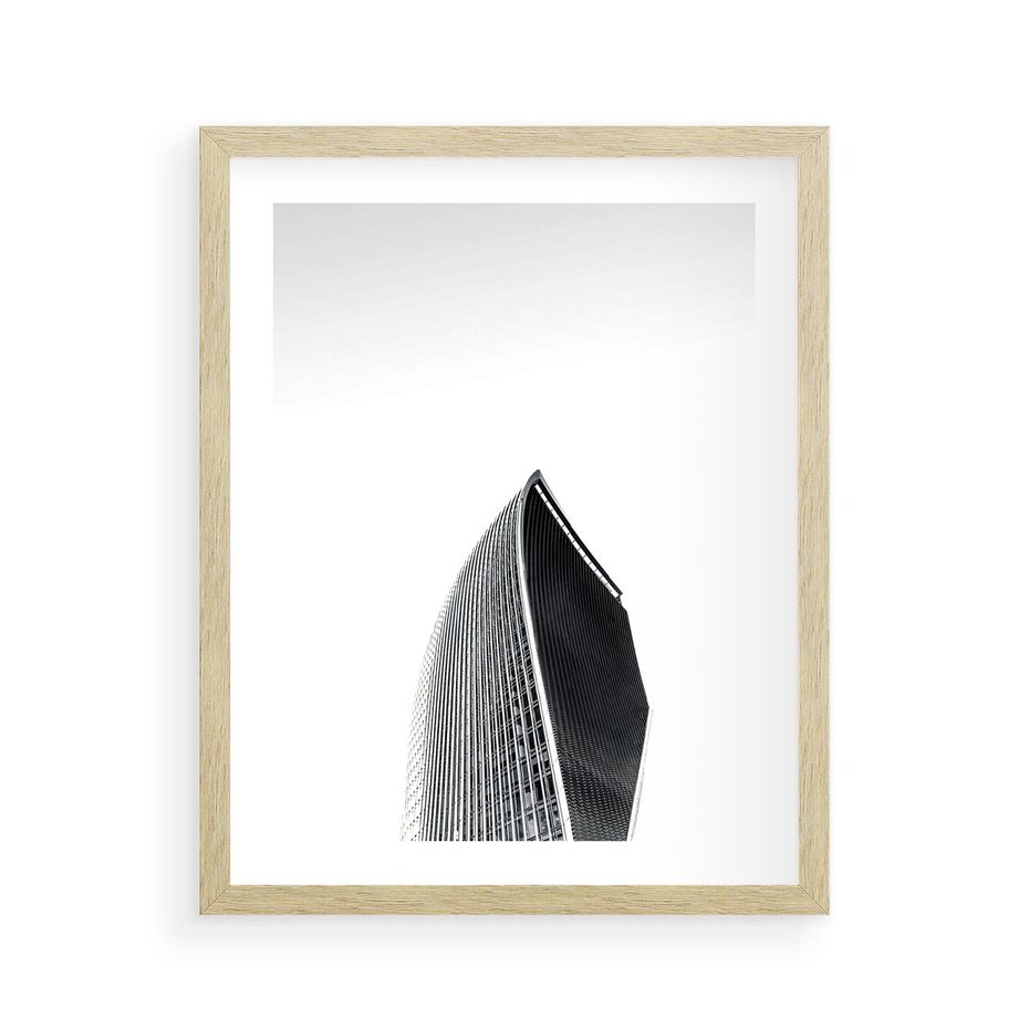 Plakat w ramie 40x50 - Czarno-Biały Wieżowiec - architektura, wieżowiec - rama drewno