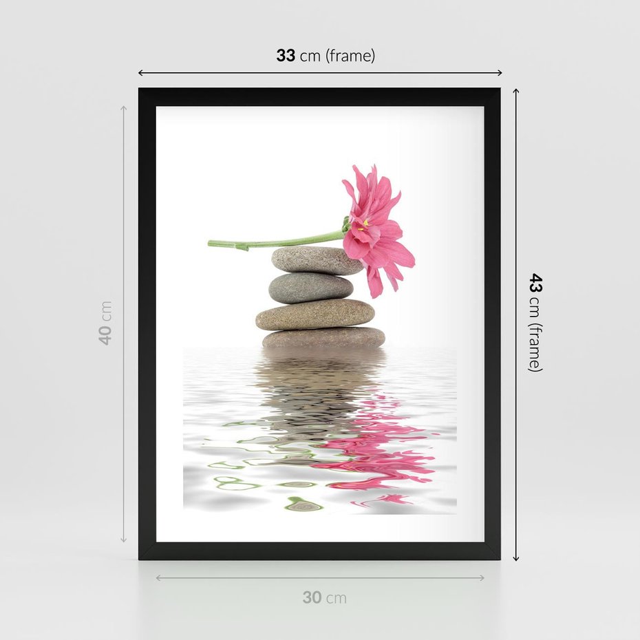 Plakat w ramie 30x40 - Kwiatowe japońskie spa - japońskie, spa - rama czarna