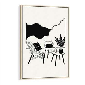 Obraz w ramie 80x120 - Boho Elegancja - boho wnętrze, salon - rama drewno