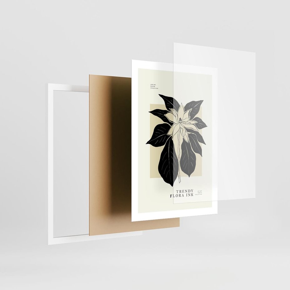 Plakat w ramie 50x70 - Melancholia przerywanych linii - wiaty, typografia - rama biała