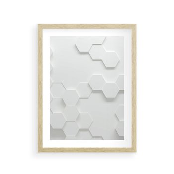Plakat w ramie 50x70 - Przestrzenne Zabawy - geometryczne, 3D - rama drewno