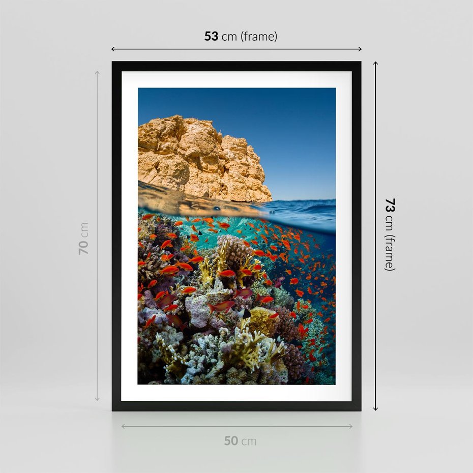 Plakat w ramie 50x70 - Rafa koralowa w oceanie - rafa, koralowa - rama czarna