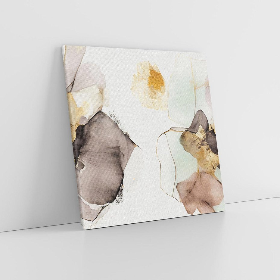 Obraz na płótnie 50x50 - Nowoczesne Elegancje - akwarela, złote linie i plamy