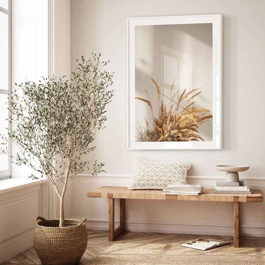 Plakat bez ramy 30x40 - Natura i Elegancja: Obraz Boho - trawy, boho