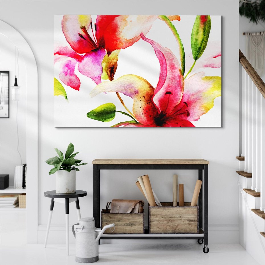 Obraz na płótnie 70x50 - Kwiaty w akwareli - delikatne piękno - kwiaty, akwarela