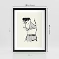 Plakat w ramie 30x40 - Minimalistyczny Urok - szkic, kobieta w bieliźnie - rama czarna