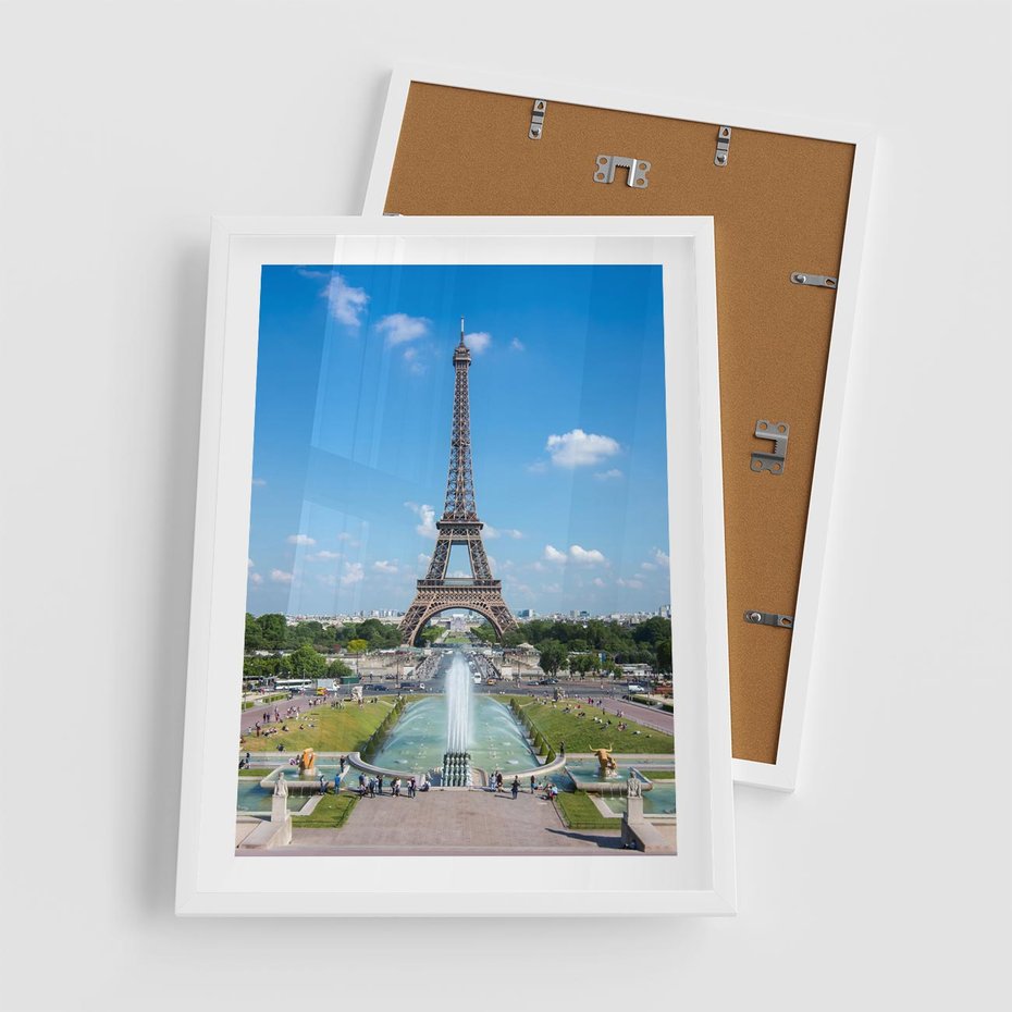 Plakat w ramie 50x70 - Wieża Eiffla - Eiffla, Paryż - rama biała