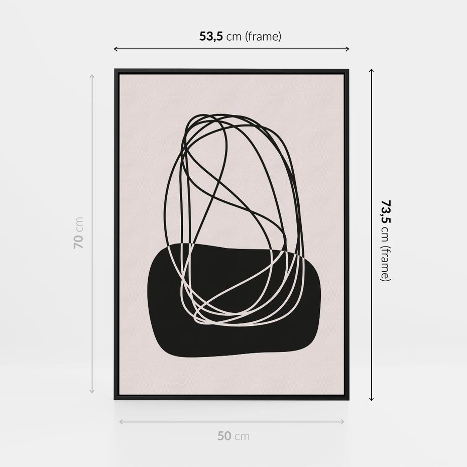 Obraz w ramie 50x70 - Linie Eksploracji - abstrakcyjne szkicowane linie, minimalizm - rama czarna