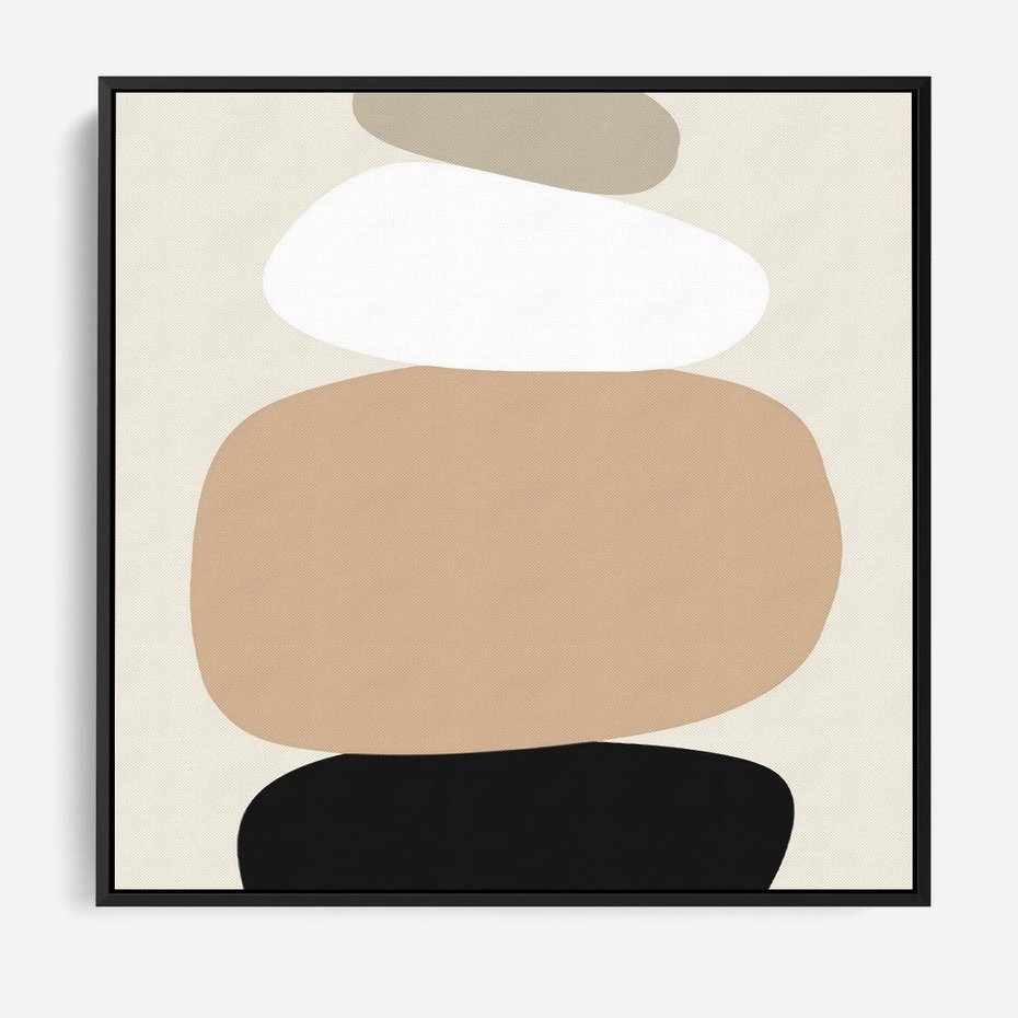 Obraz w ramie 50x50 - Zgeometryzowane Kształty - modernistyczny plakat, obłe kształty - rama czarna