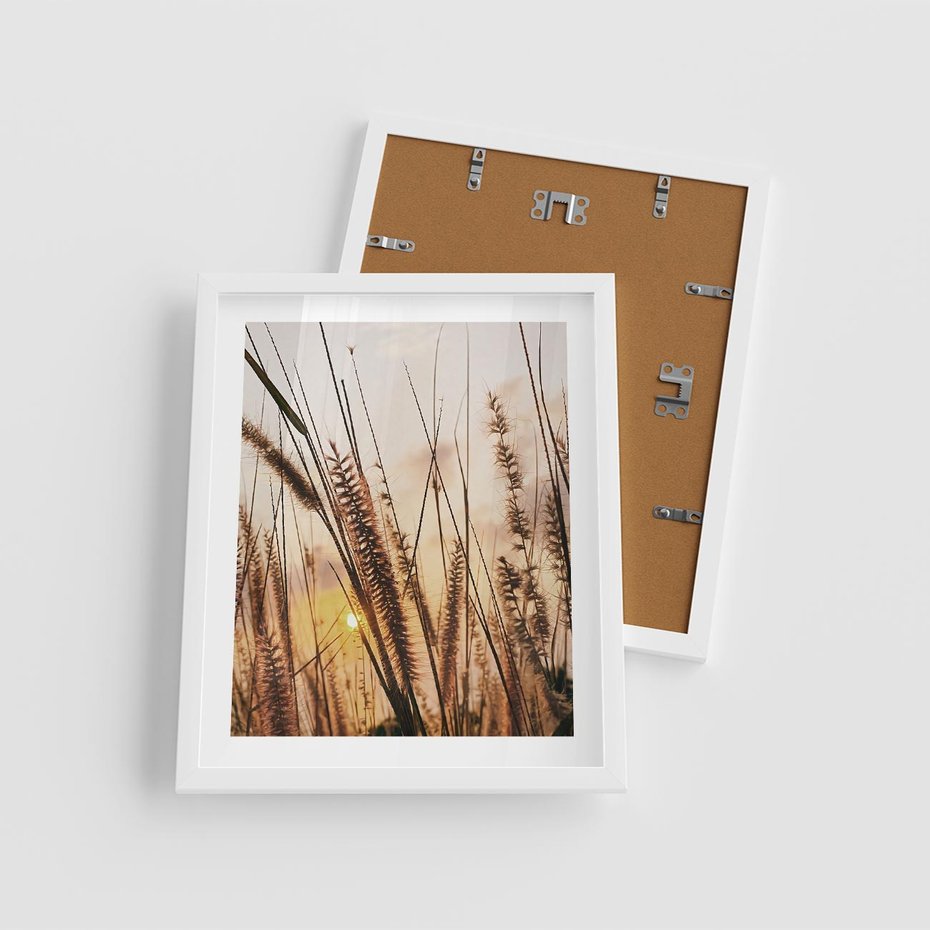 Plakat w ramie 40x50 - Malownicza Łąka z Trawam - trawy, łąka - rama biała