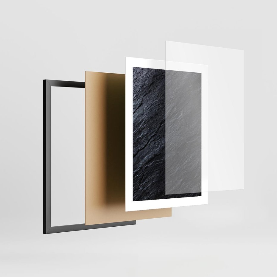 Plakat w ramie 30x40 - Kamienne tekstury w trójwymiarze - kamień, tekstura - rama czarna