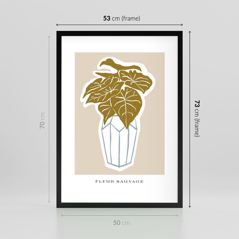 Plakat w ramie 50x70 - Rytmy Nowych Wizji - abstrakcyjne liście, tropikalne w wazonie - rama czarna