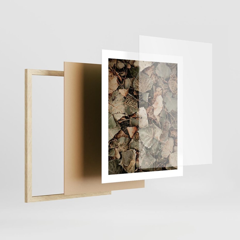 Plakat w ramie 40x50 - Magia Jesiennych Liści - liście, suche liście - rama drewno