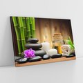 Obraz na płótnie 120x80 - Spokojny zakątek SPA z bambusem i kamieniami - bambus, kamienie