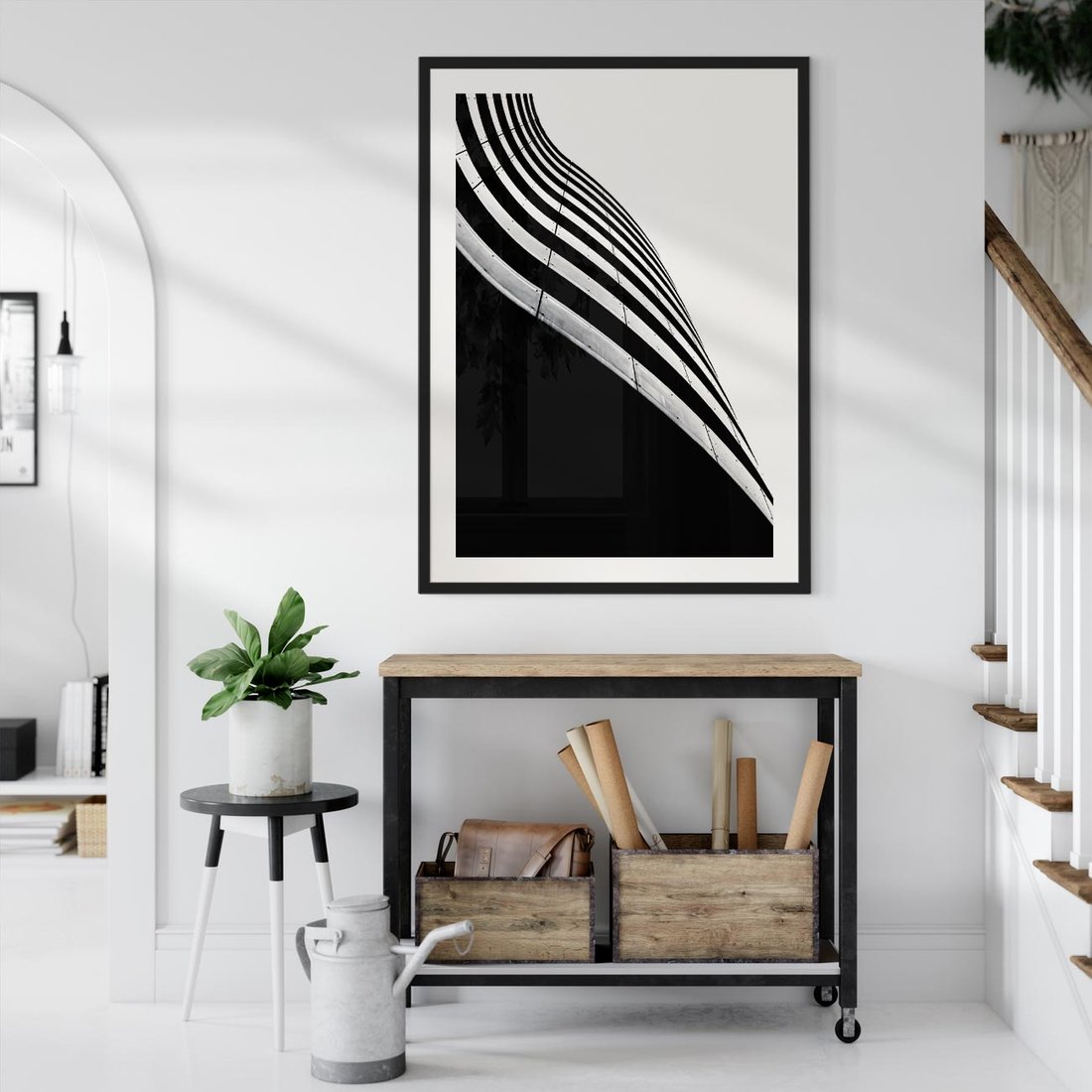 Plakat w ramie 50x70 - Architektoniczna Fala - architektura, falowany budynek - rama czarna