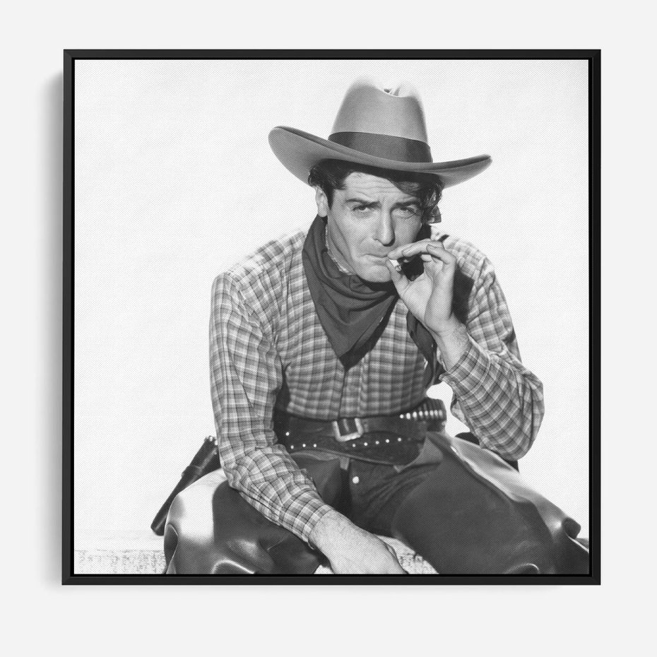 Obraz w ramie 50x50 - Dziki Zachód - retro zdjęcie, czarno białe - rama czarna