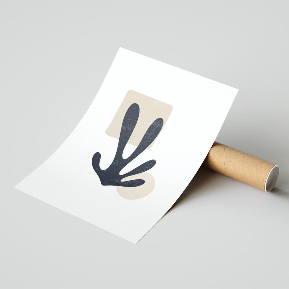 Plakat bez ramy 40x50 - Granatowa Odsłona - minimalistyczna nowczesna grafika, styl matisse